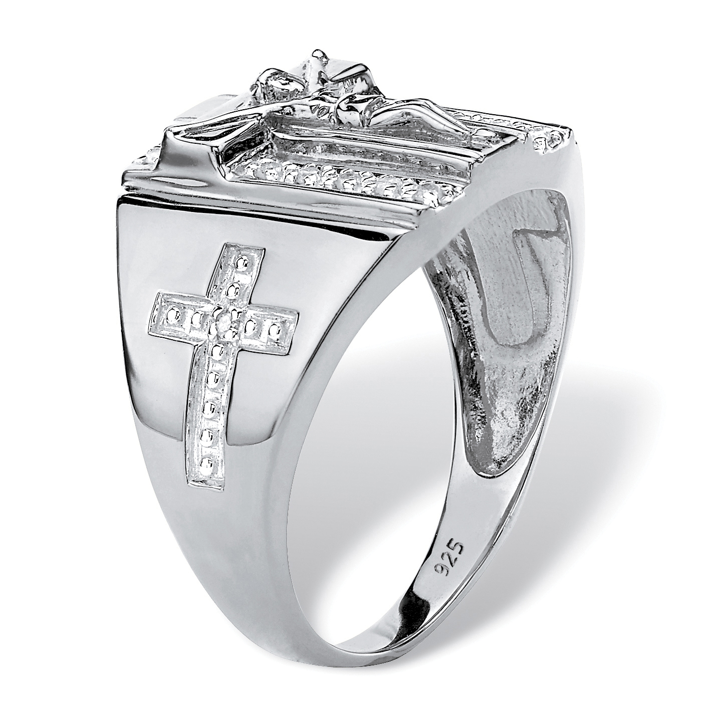 sterling silver diamond cross ring