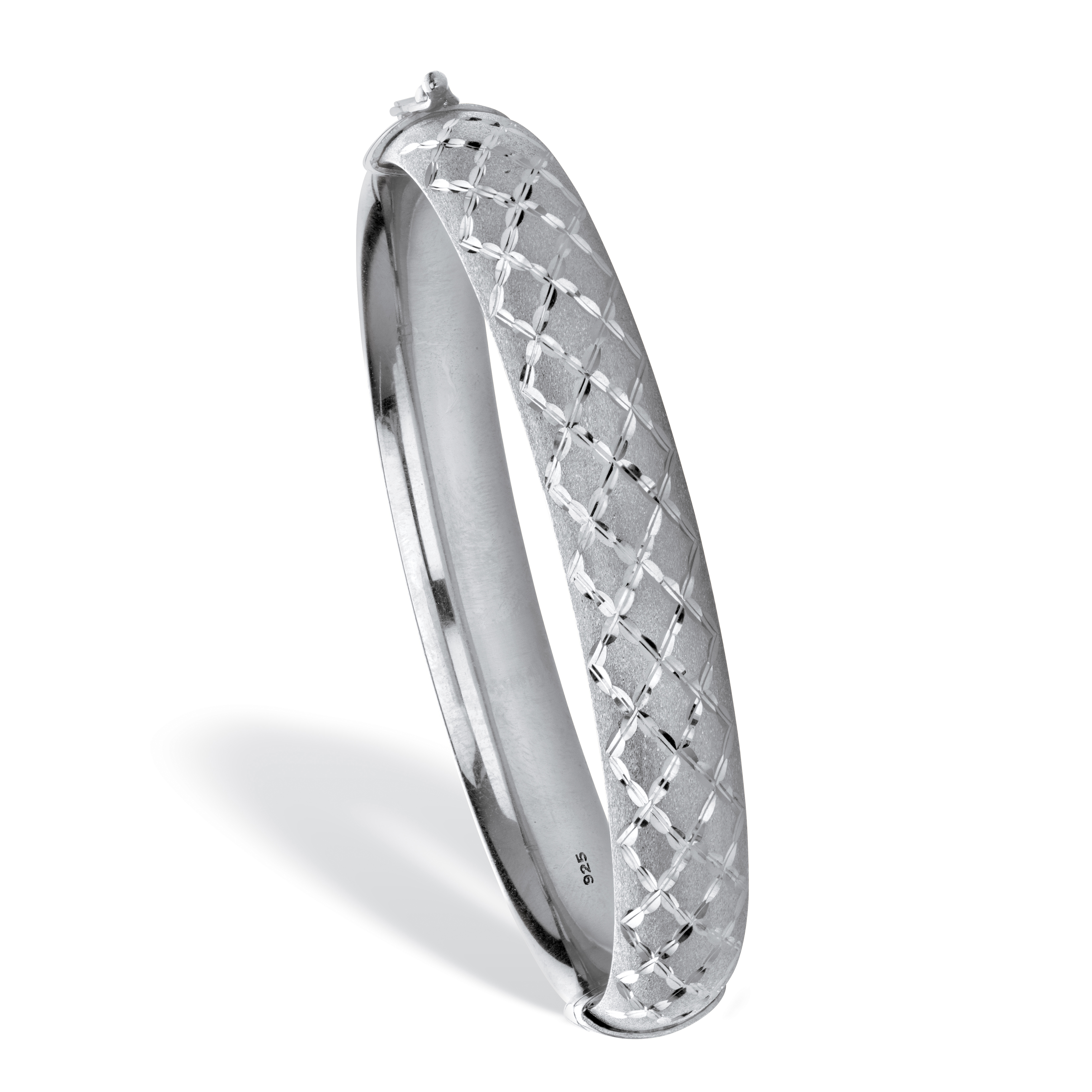 sterling silver diamond cut bangle