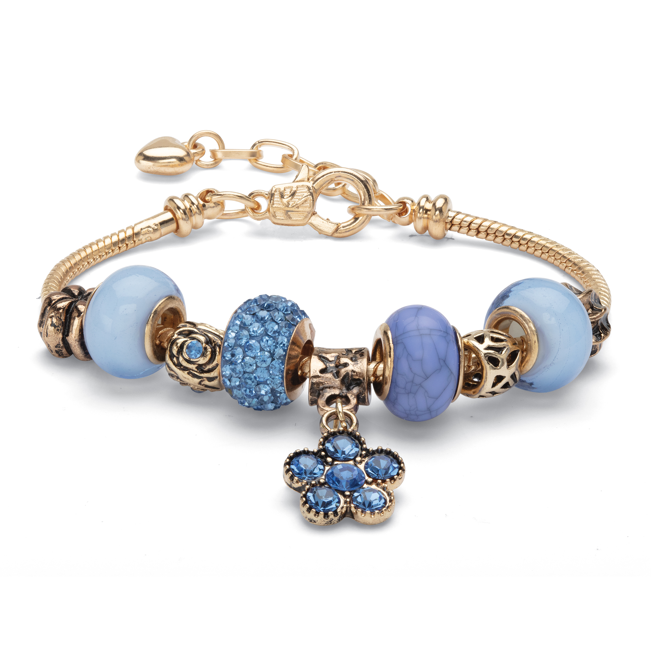 PalmBeach Jewelry Simulated Birthstone Crystal Charm Bracelet in